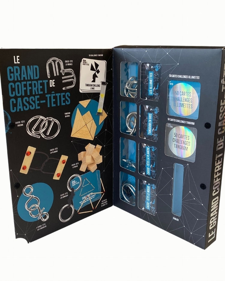 Coffret de casse-têtes avec motifs colorés et divers défis