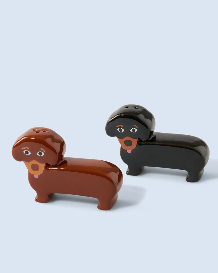 Salière et poivrière en céramique, design teckel amusant