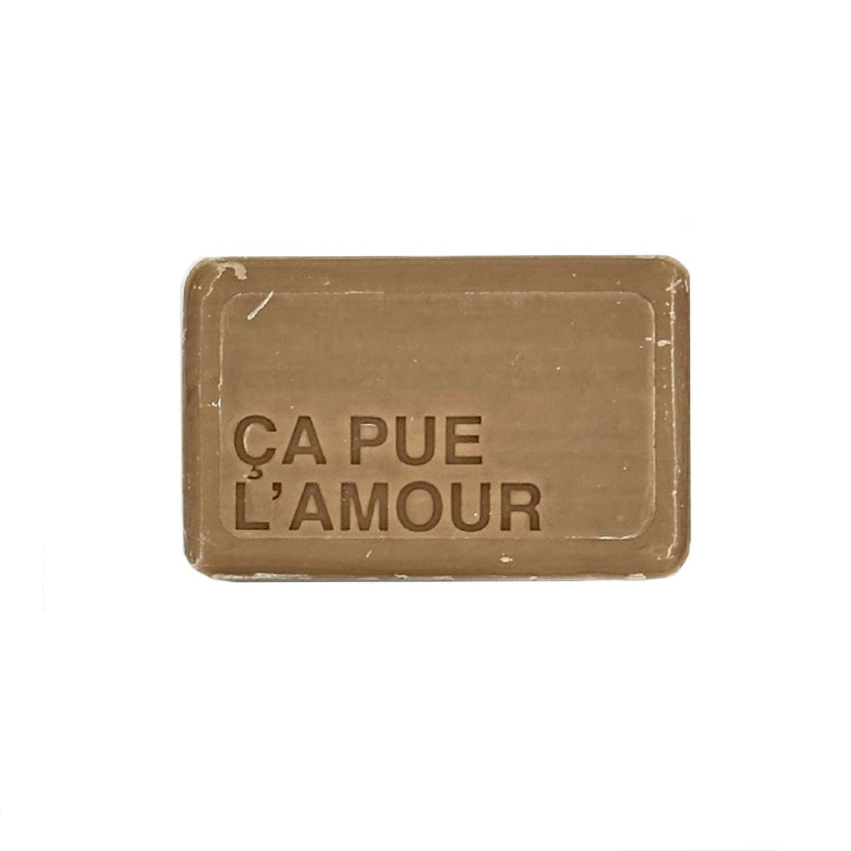 Savon artisanal en forme de cœur avec étiquette humoristique