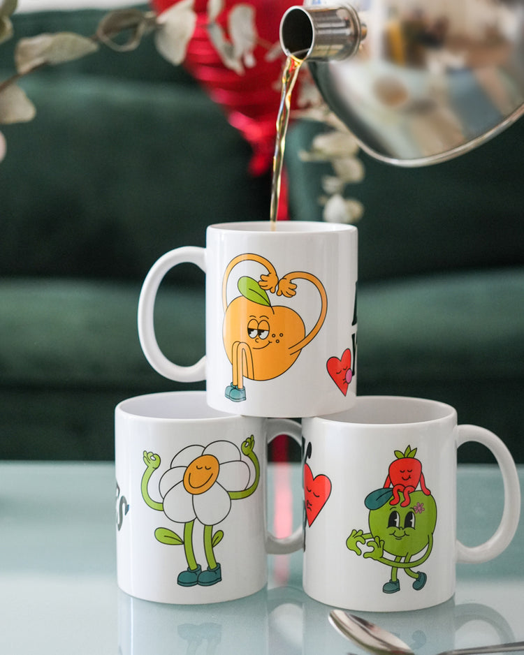 Mug à message avec illustration vintage et anse délicate