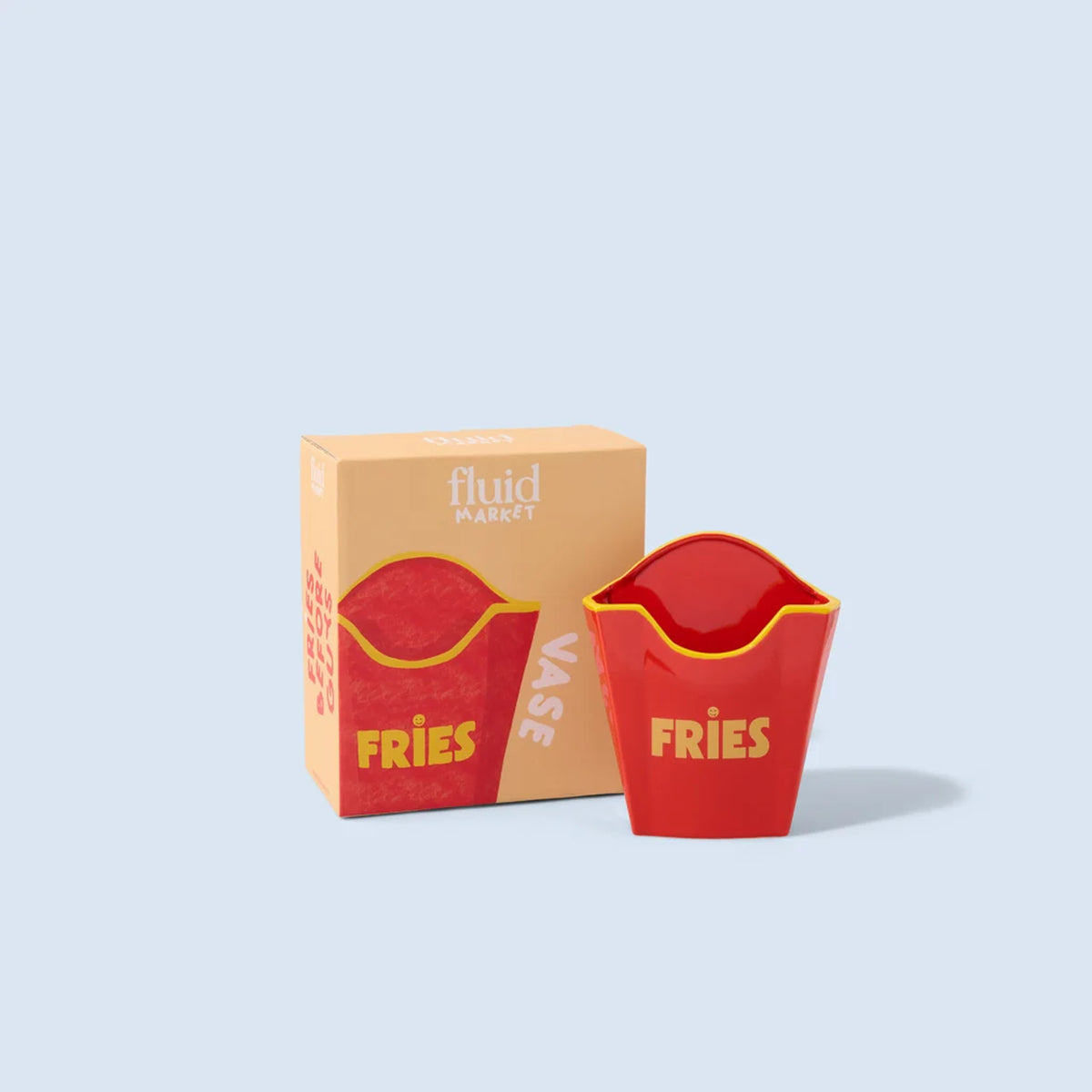 Vase en forme de frites avec texture réaliste et design ludique