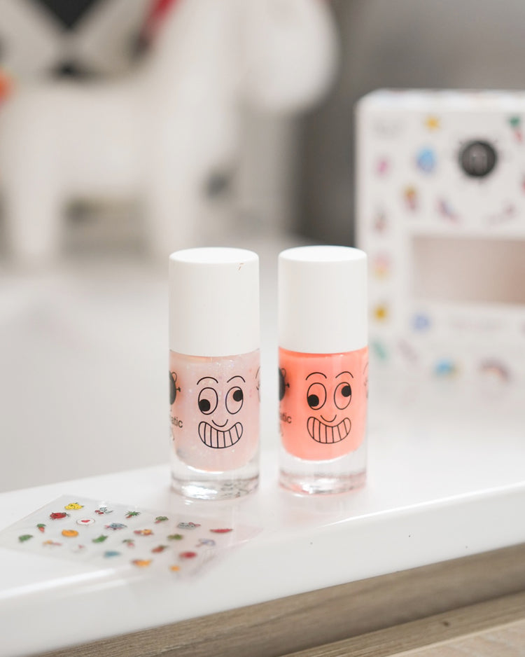 Coffret de vernis corail et paillettes pour enfants