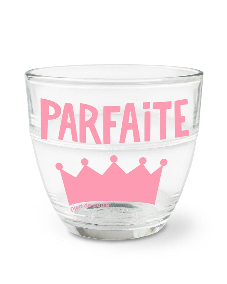 Verre Duralex Parfaite avec inscription sur fond transparent