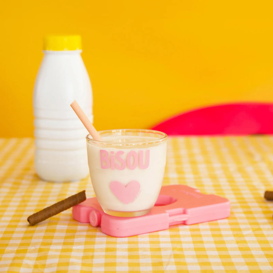 Verre Duralex Bisou XL avec message coloré et design joyeux