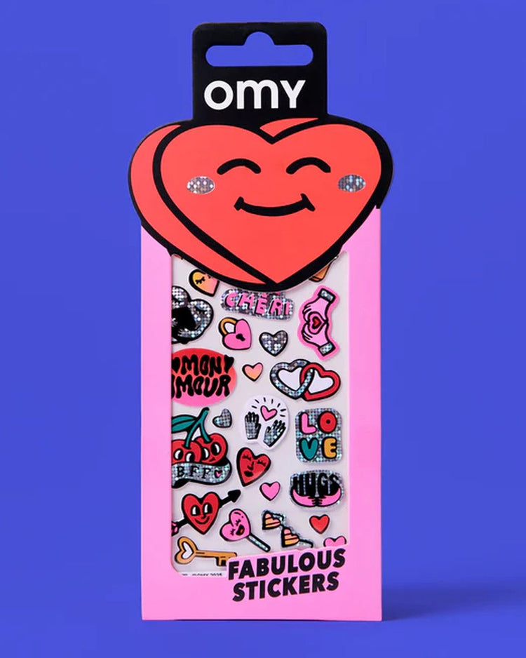 Planche de stickers fluo avec cœurs et messages affectueux