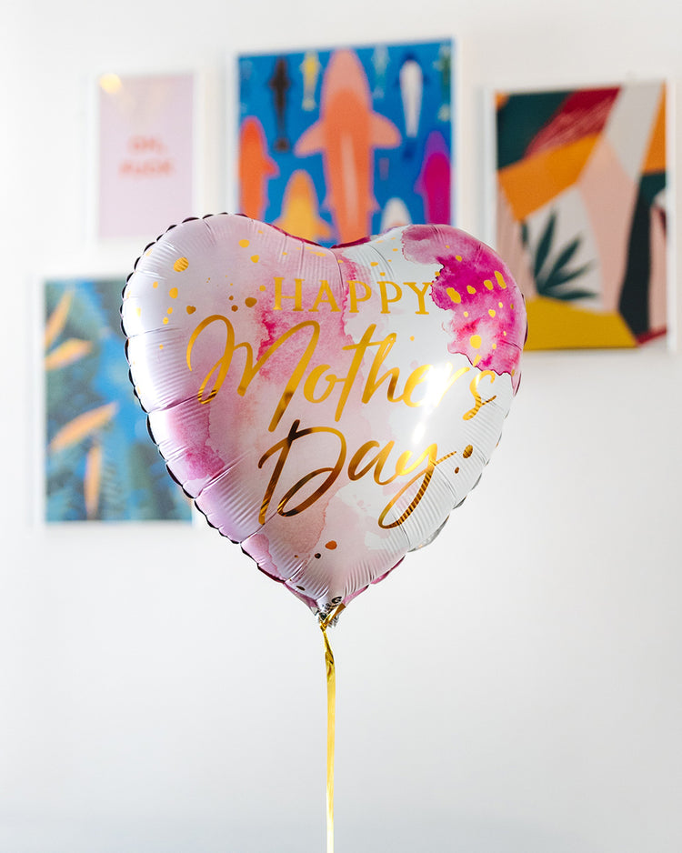 Ballon Fête des Mères Aquarelle sur fond blanc
