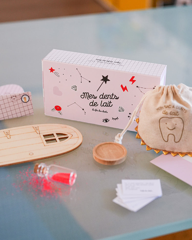 Kit pour dents de lait avec sac en tissu coloré