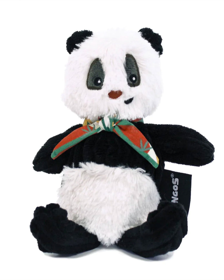 Peluche panda en velours côtelé, vue de face.