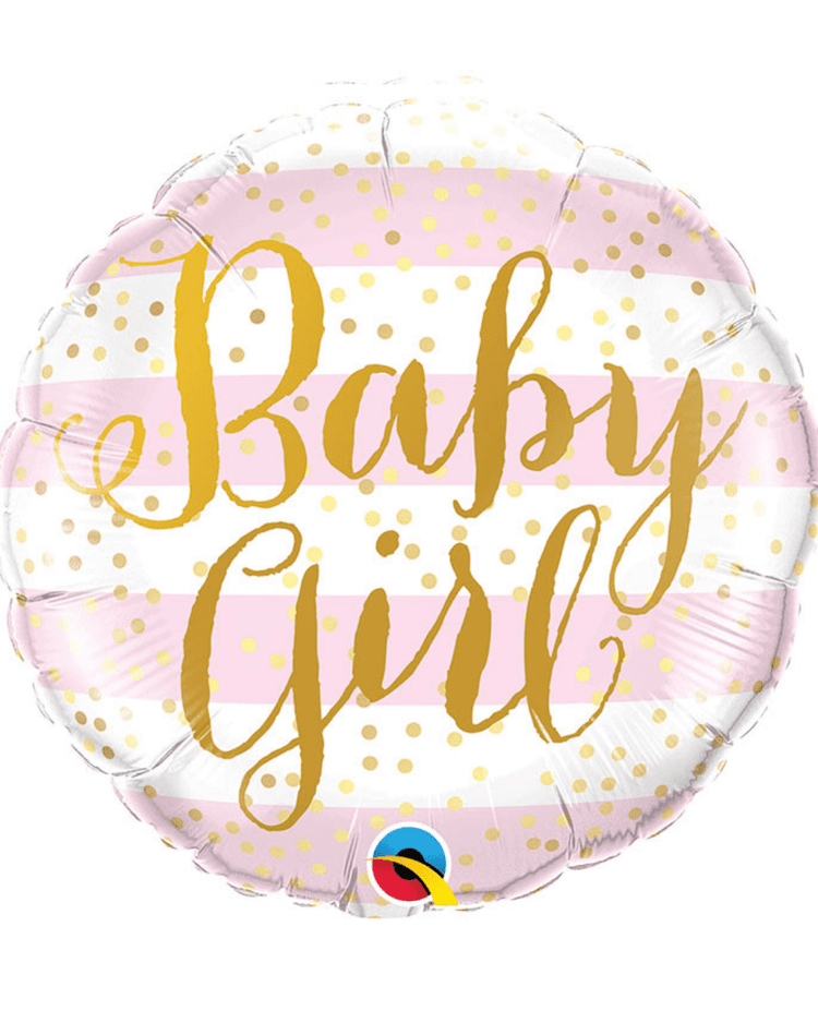 Ballon Baby Girl rose avec inscription, idéal pour une fête de naissance ou baby shower.