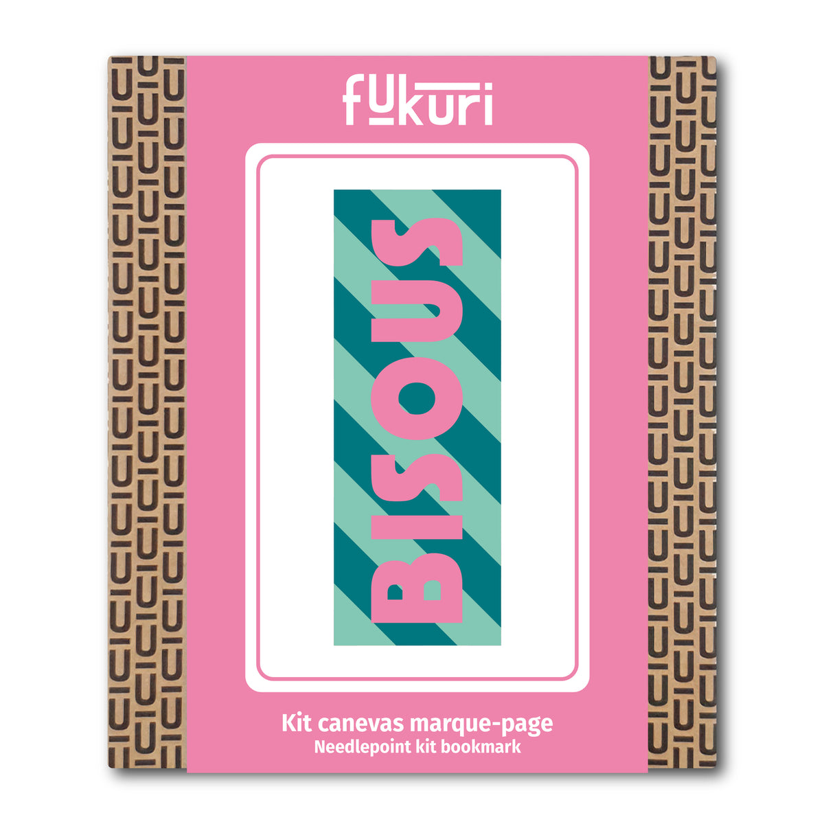 Marque-page à broder avec motif zébré et message 'Bisous
