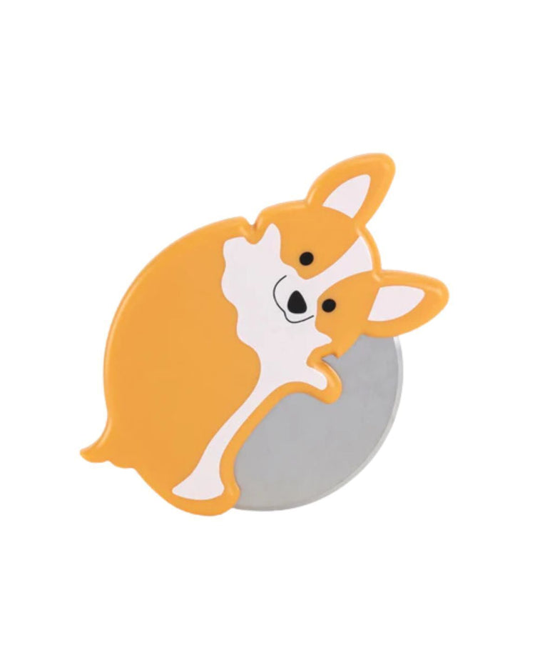 Roulette à pizza en forme de corgi avec détails mignons