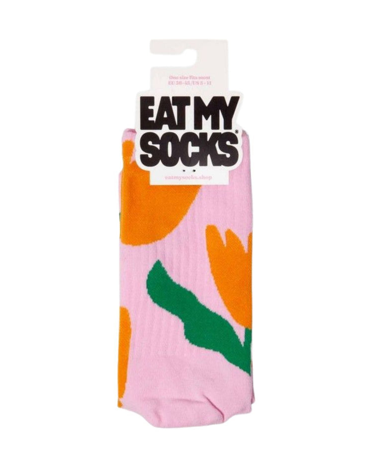Chaussettes tulipes avec motif floral coloré en gros plan
