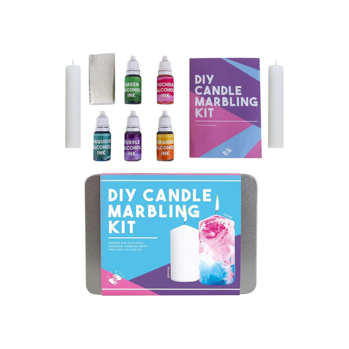 Kit de marbrage pour bougie avec couleurs vives et outils inclus