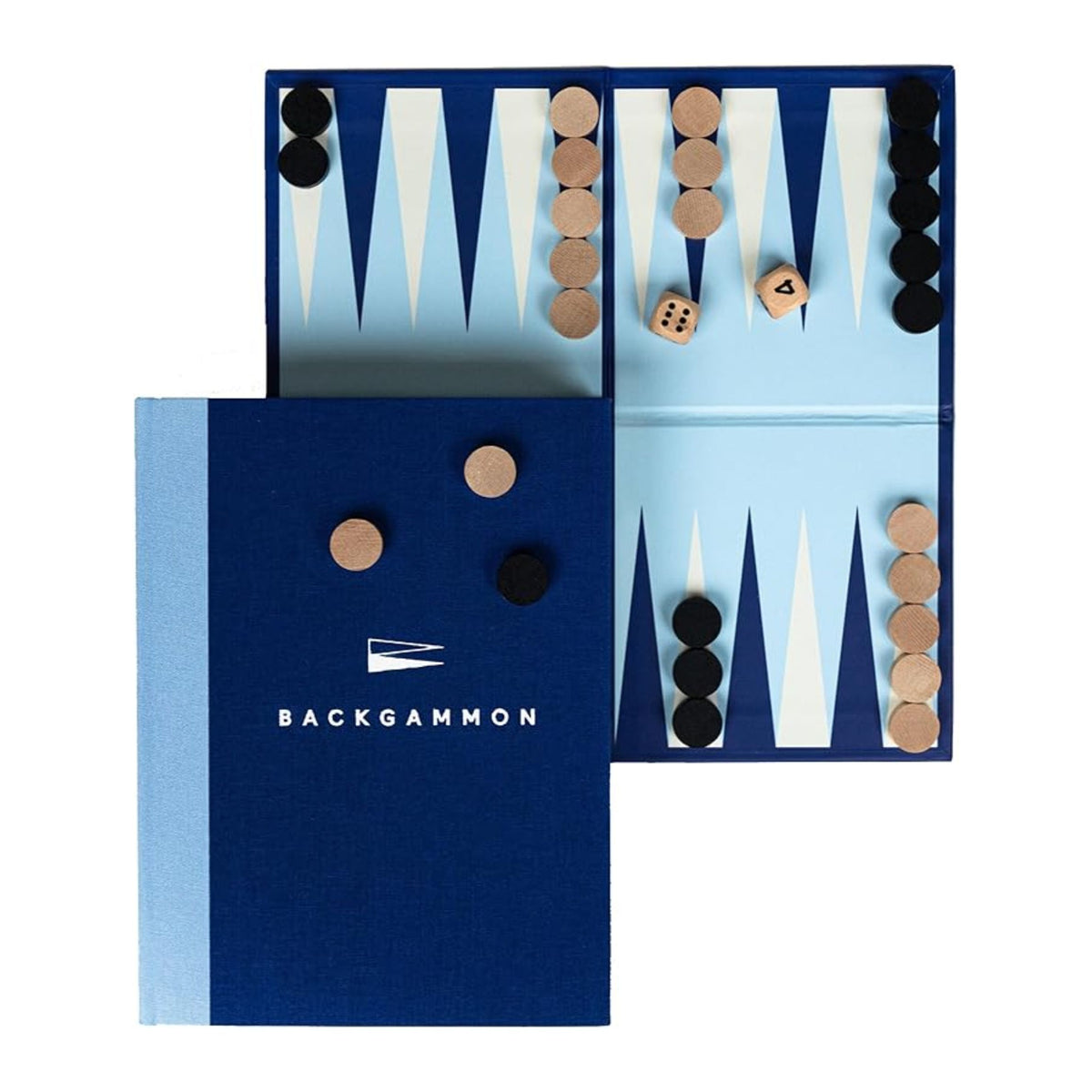 Livre ouvert révélant un backgammon élégant à l'intérieur