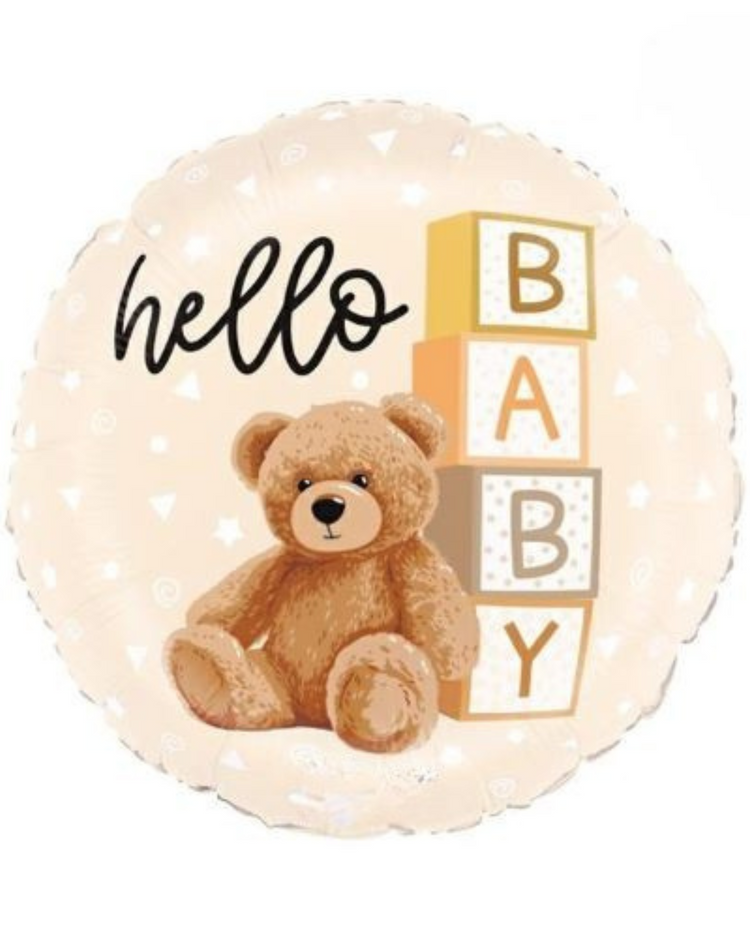 Ballon Hello Baby Ours avec motif d'ours doux et beige