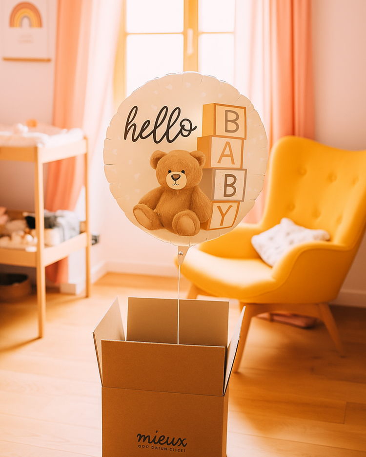 Ballon Hello Baby Ours avec motif d'ours mignon et doux.