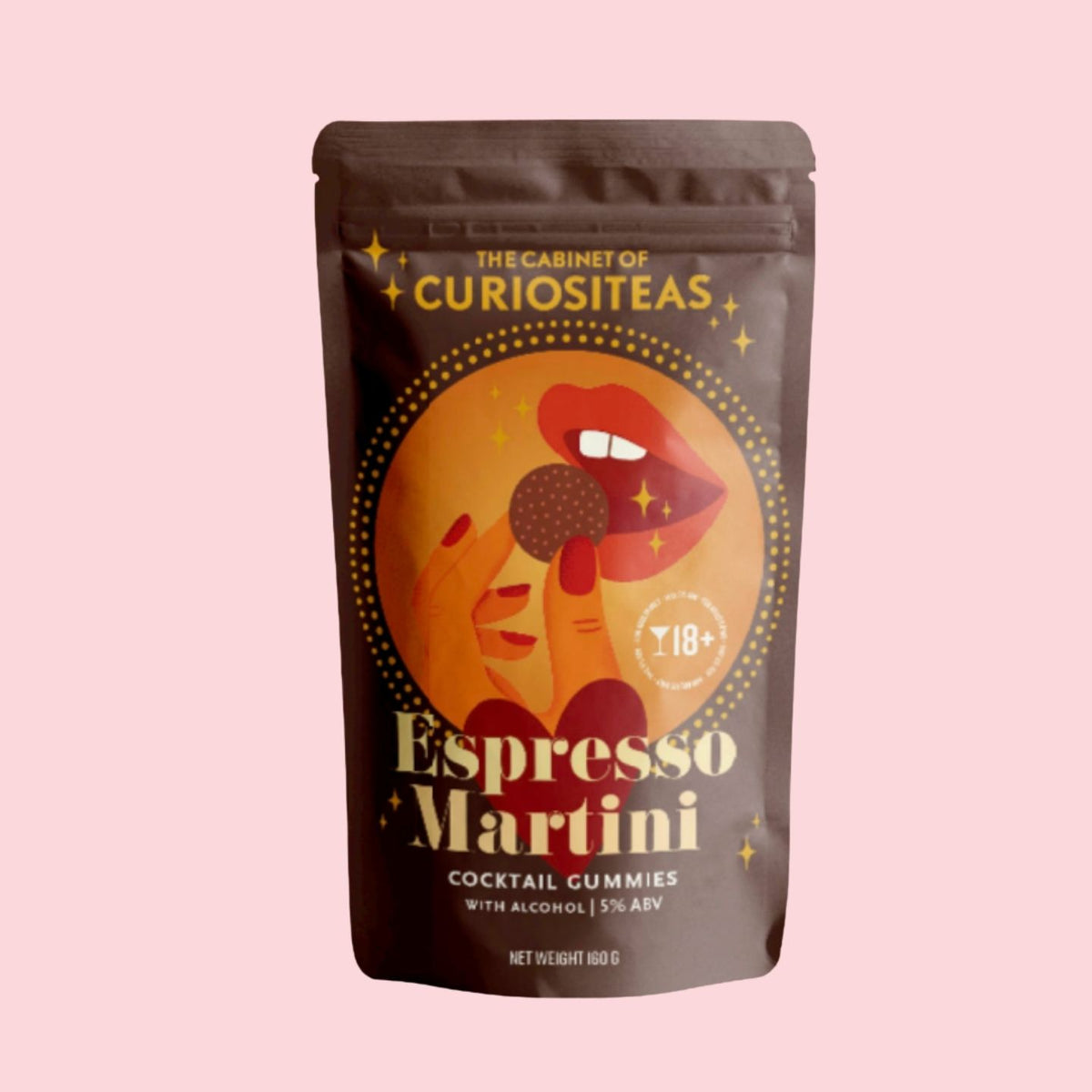 Gummies Espresso Martini avec texture brillante et colorée