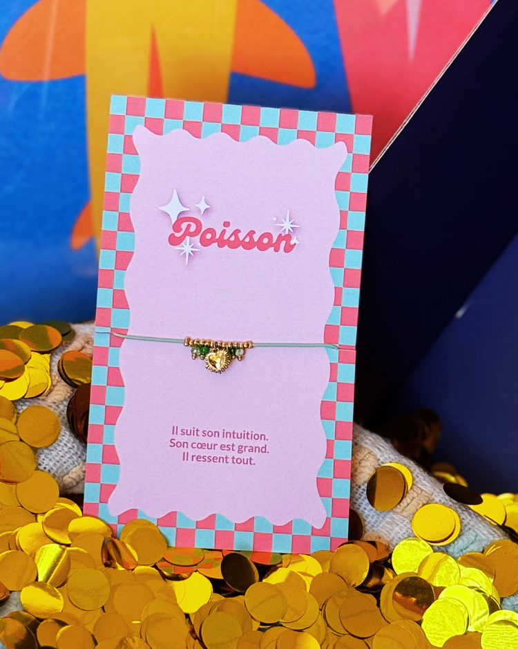 Bracelet Astro Poisson en acier inoxydable, vue rapprochée
