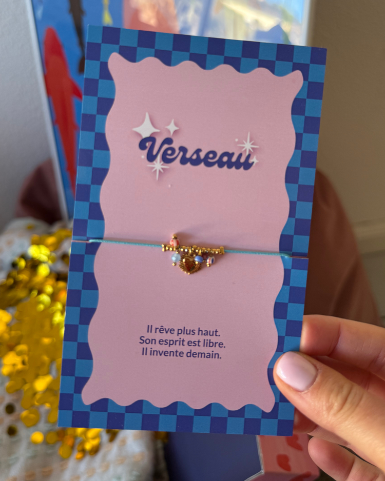 Bracelet Astro Verseau avec perles colorées et cœur doré