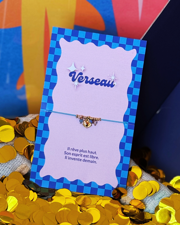 Bracelet Astro Verseau avec perles colorées et cœur doré