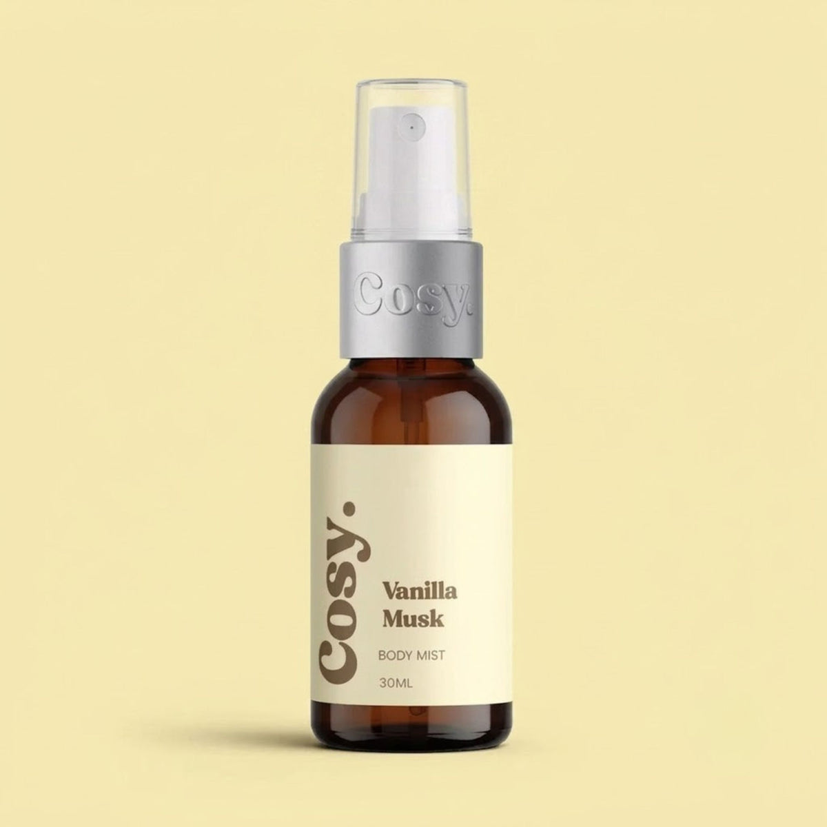 Brume corporelle vanille avec vaporisateur élégant en gros plan