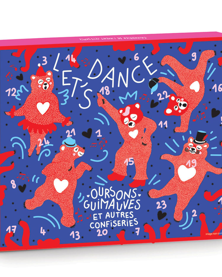 Calendrier de l'Avent avec oursons guimauves sur fond festif