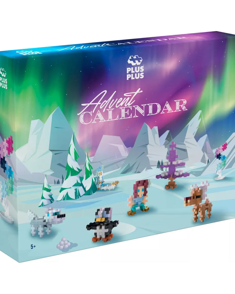 Calendrier de l'Avent Plus-Plus avec pièces colorées en forme de blocs