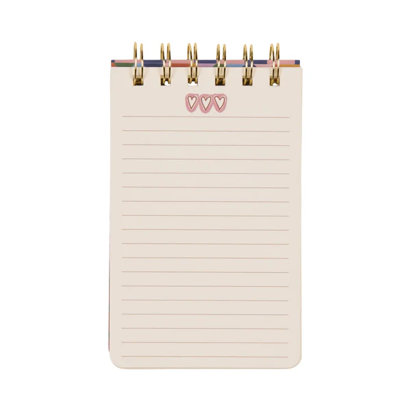 Bloc-notes avec motif de cœurs et reliure dorée