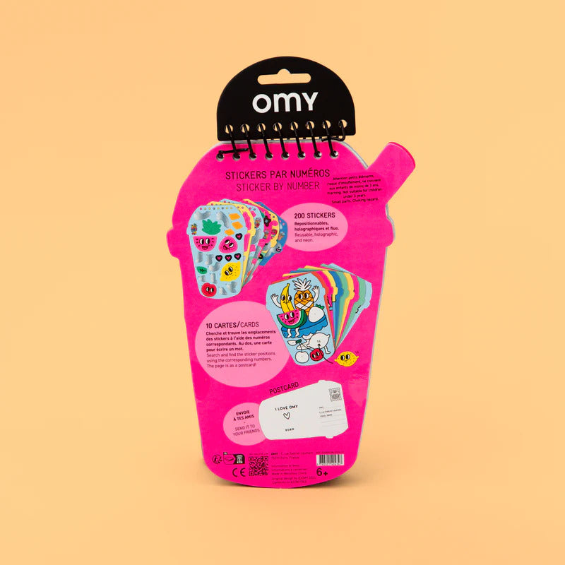 Carnet en forme de bubble tea avec stickers colorés