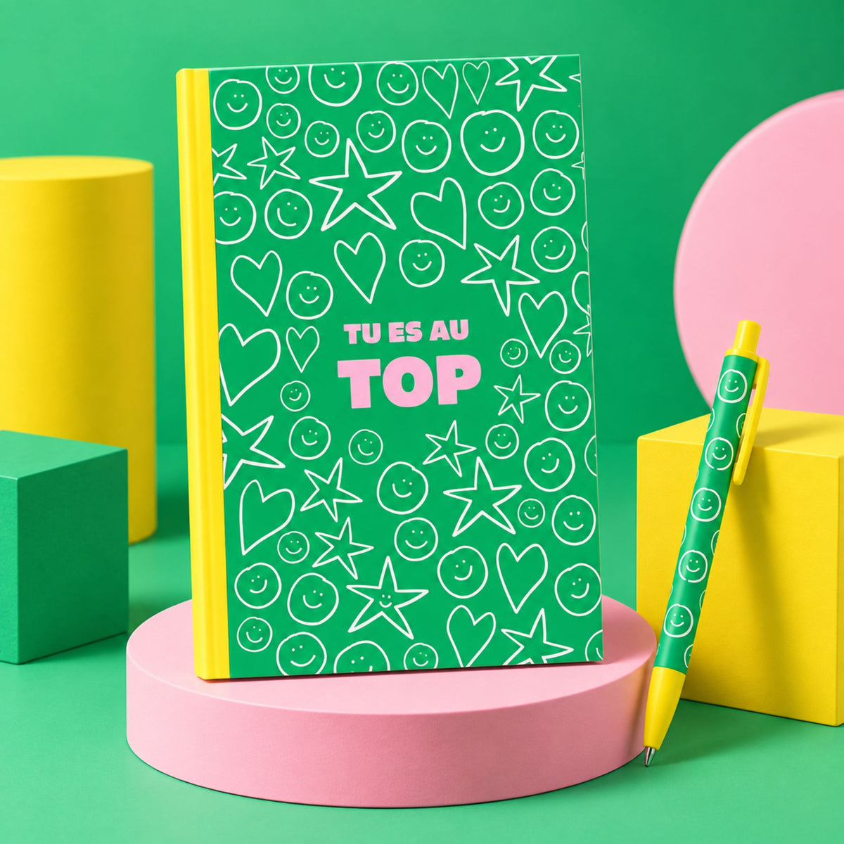 Carnet coloré avec message positif sur la couverture