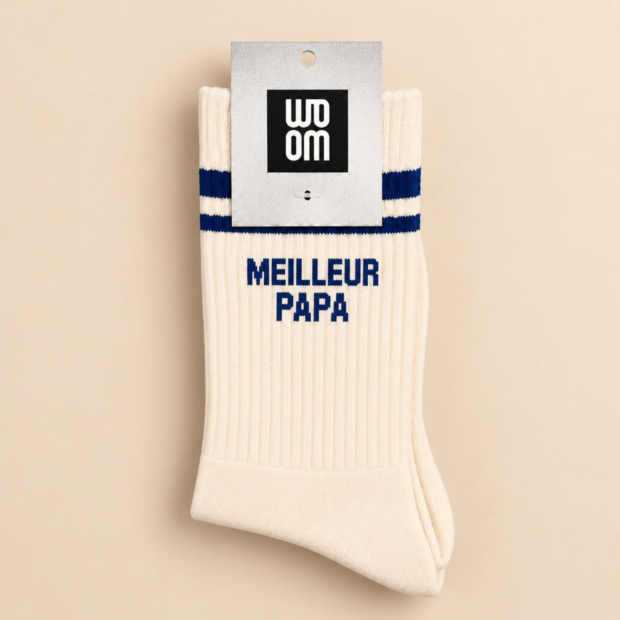 Chaussettes avec message 'Meilleur Papa' en gros plan