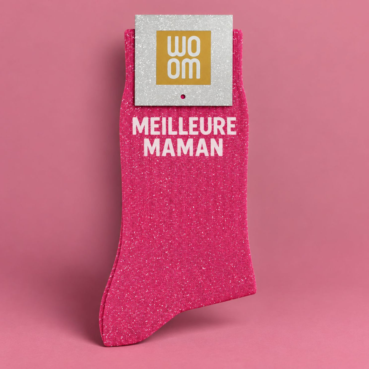 Chaussettes à paillettes avec inscription 'Meilleure Maman