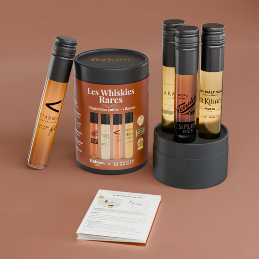 Coffret de dégustation de whiskies rares avec 4 bouteilles