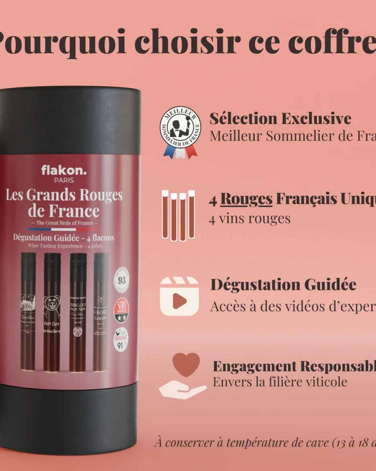 Coffret de vins rouges avec flacons élégants en présentation