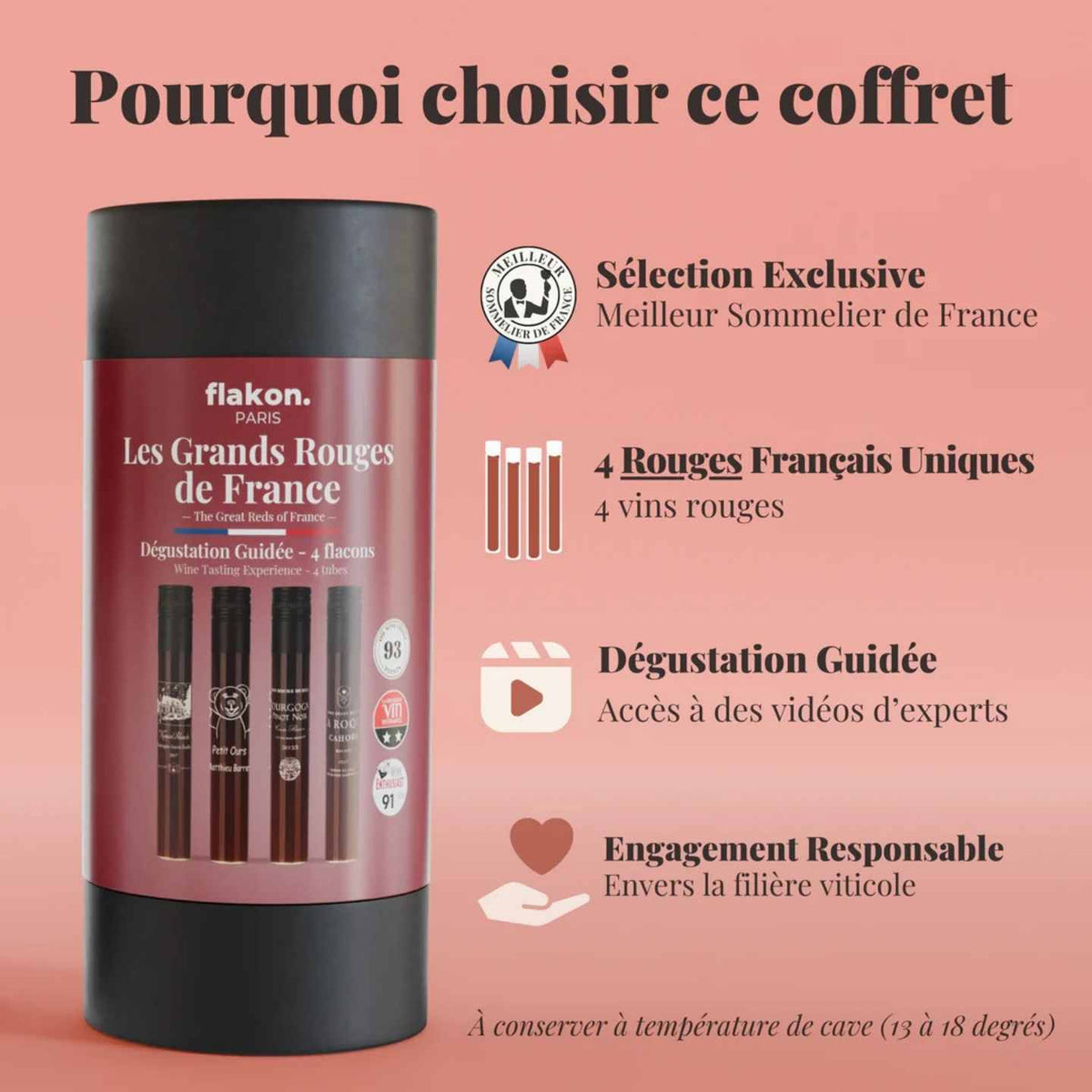 Coffret de vins rouges avec flacons élégants en présentation