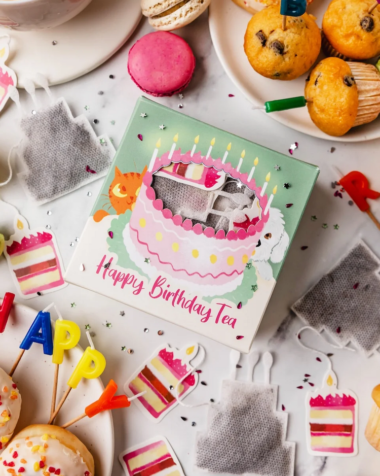 Coffret de thé élégant avec motifs floraux pour anniversaire
