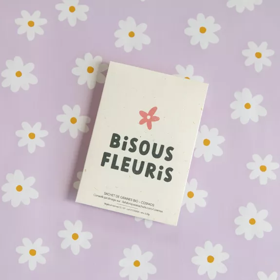 Sachet de graines 'Bisous fleuris' avec motif floral coloré