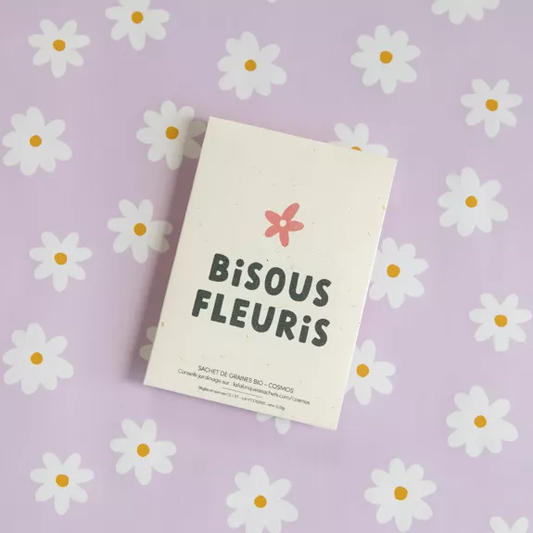 Sachet de graines 'Bisous fleuris' avec motif floral coloré