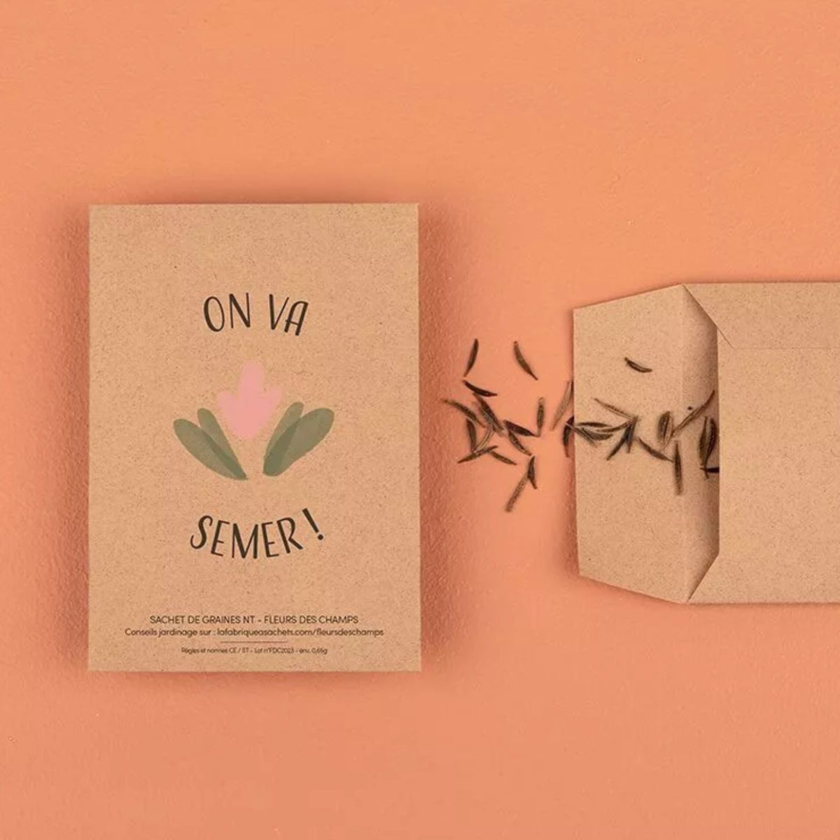 Sachet de graines avec un design romantique et coloré