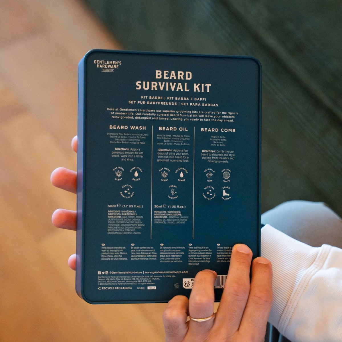 Coffret de soins pour barbe avec trois produits essentiels