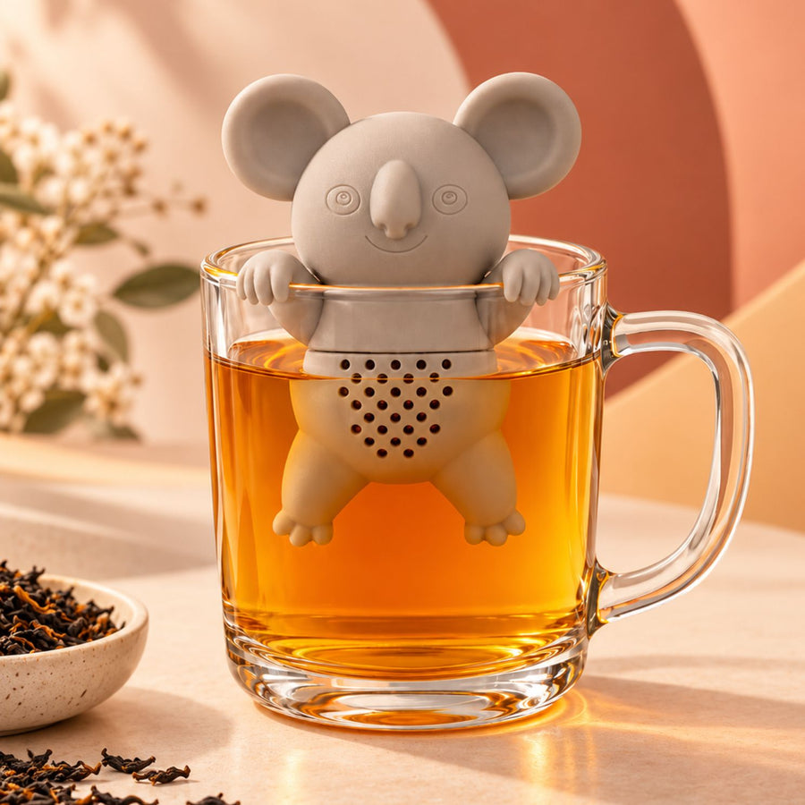 Infuseur à thé en forme de koala, vue de face avec détails mignons