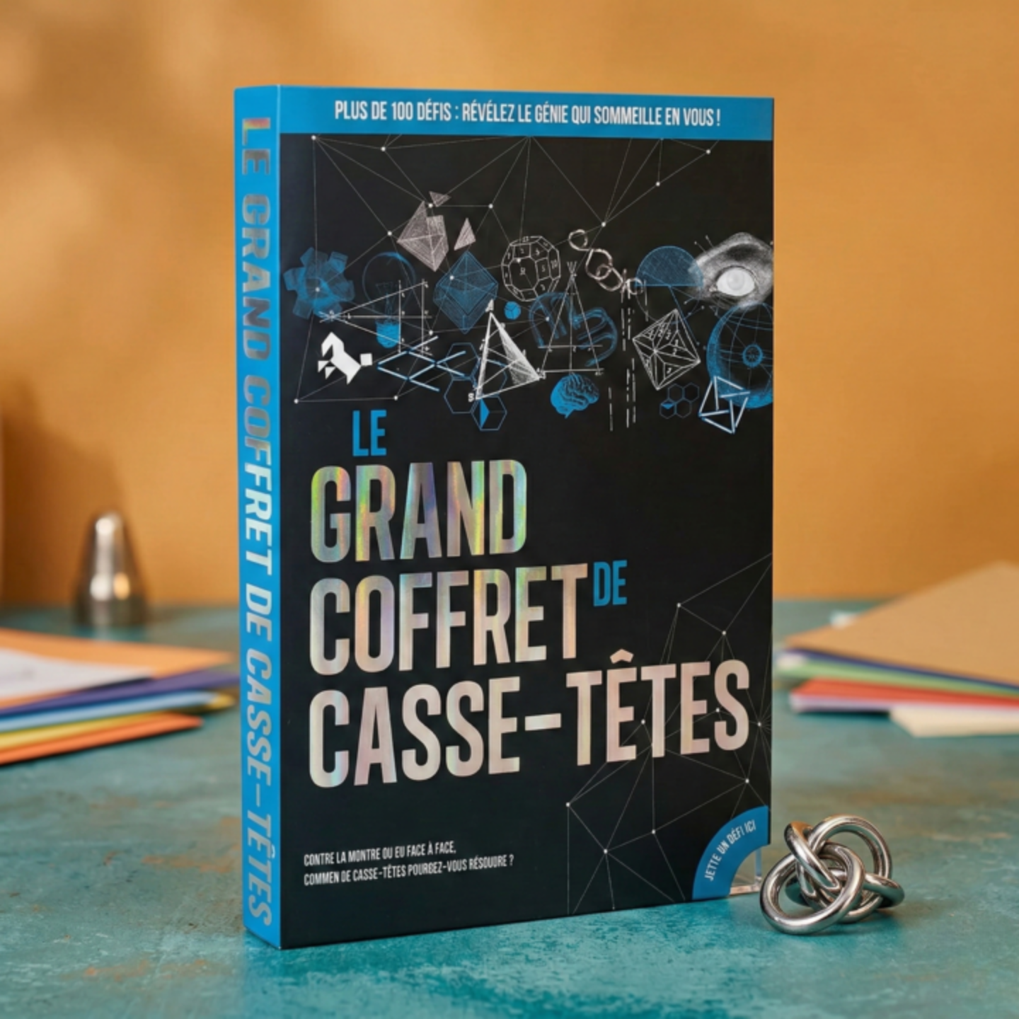 Grand coffret de casse-têtes contenant plus de cent défis et un sablier