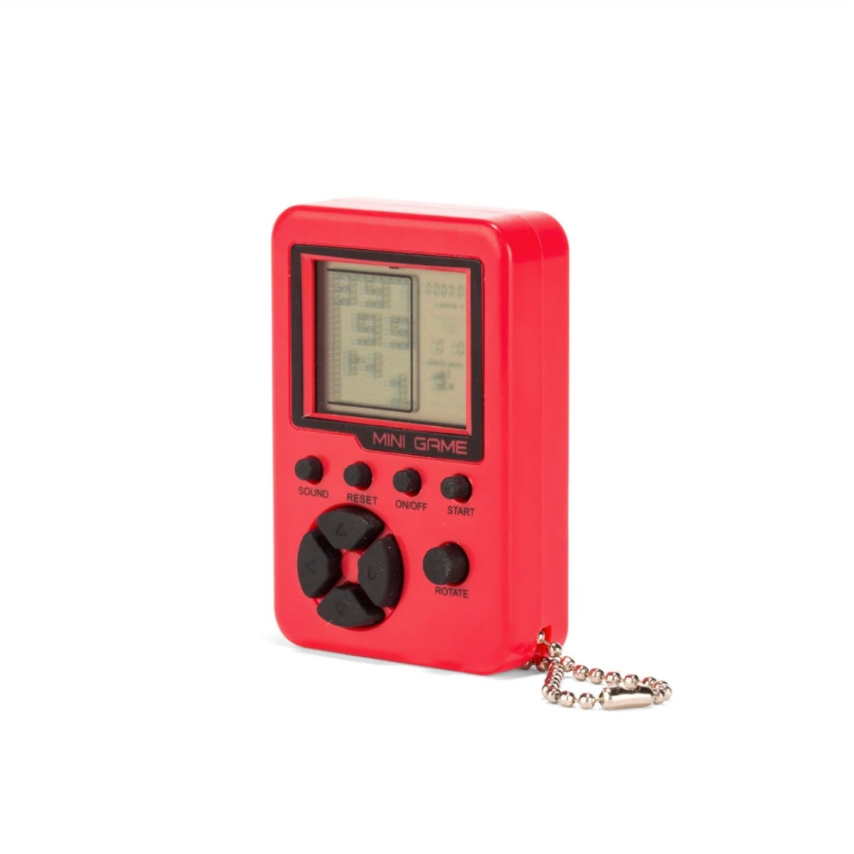 Mini console d'arcade vue de côté, boutons colorés visibles