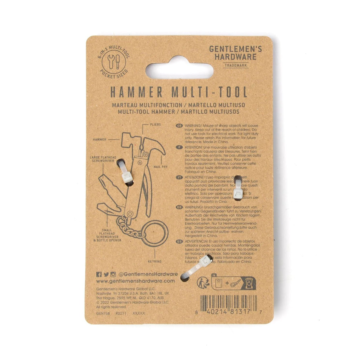 Mini marteau multi-usages avec texture métallique brillante