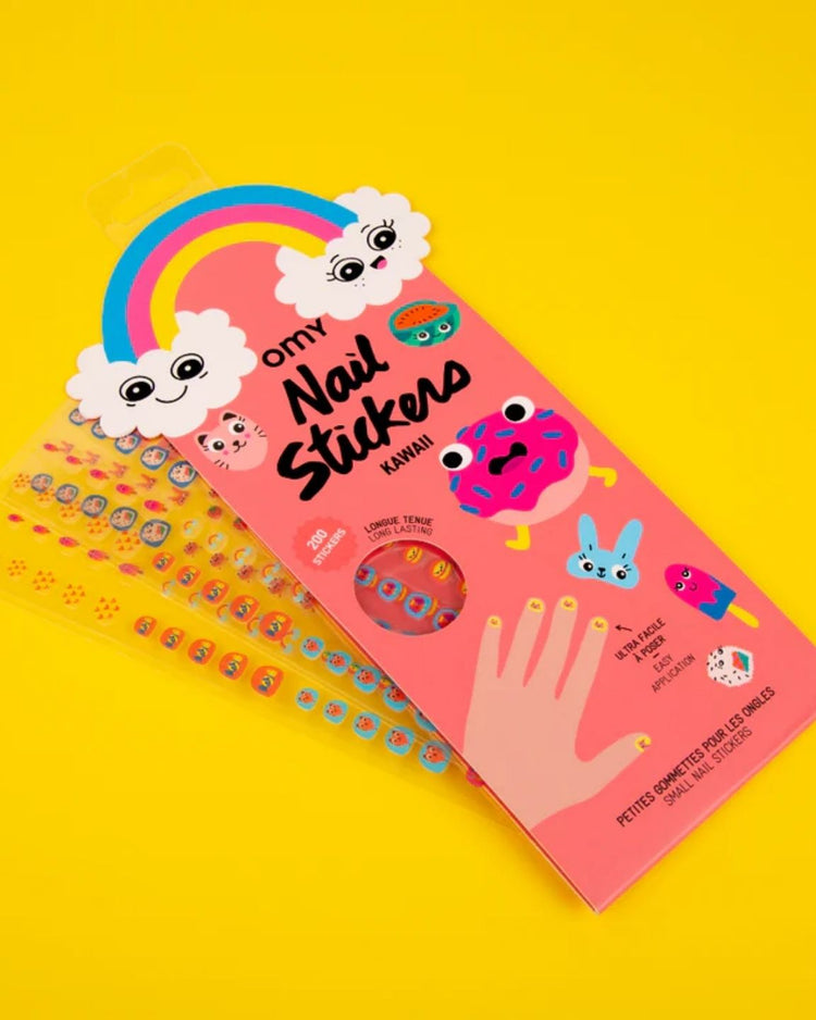 Stickers ongles kawaii avec motifs colorés et ludiques