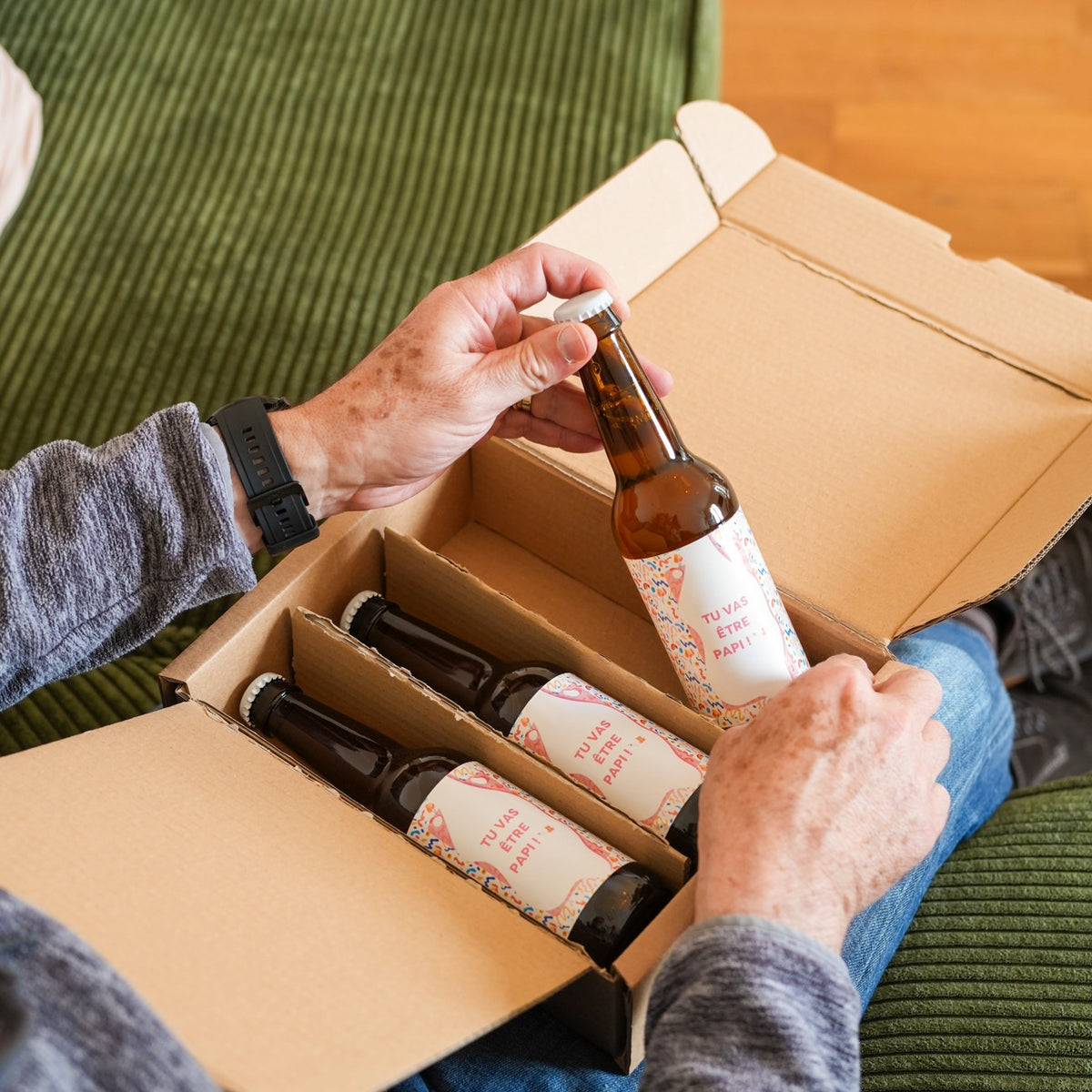 Bière personnalisée avec motif coloré et message unique