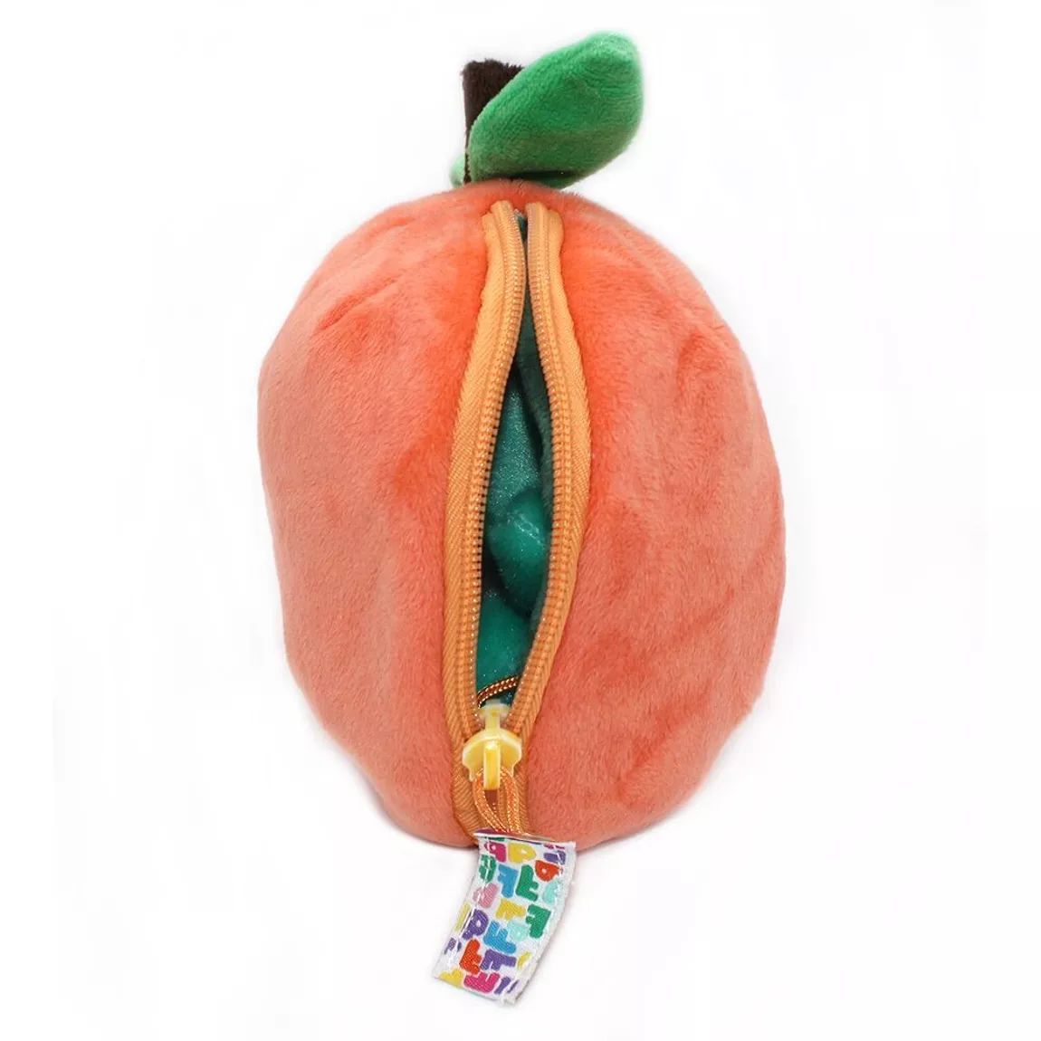 Peluche Corvet la Tortue, vue de côté avec zip ouvert.