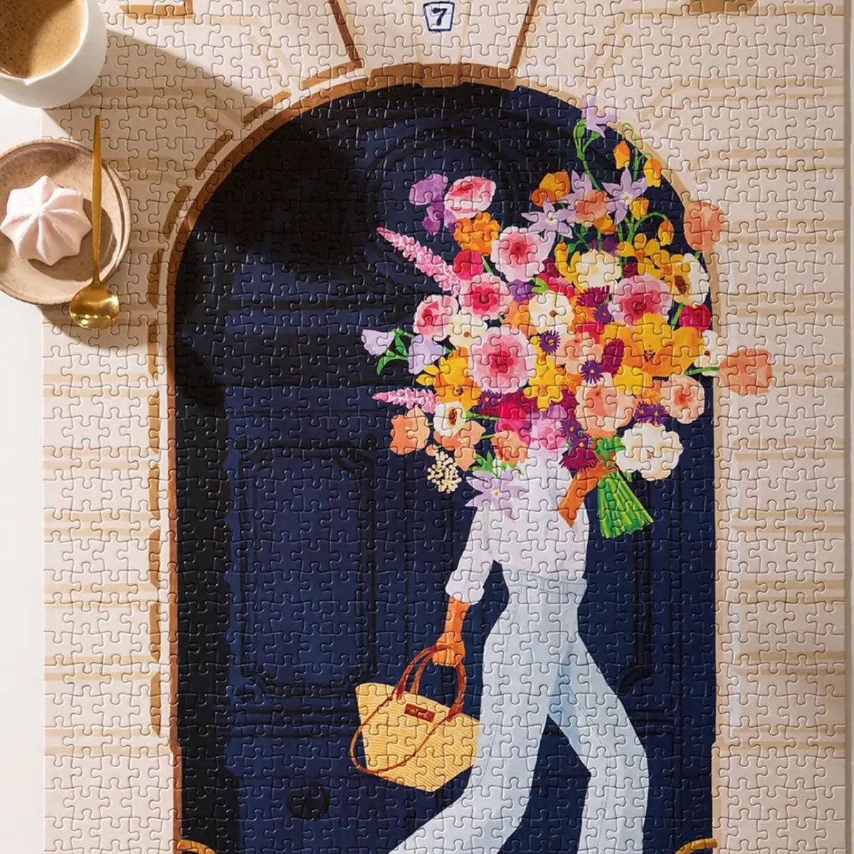 Puzzle illustré de fleurs avec détails colorés et vibrants