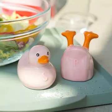 Salière et poivrière canard avec un design amusant et coloré