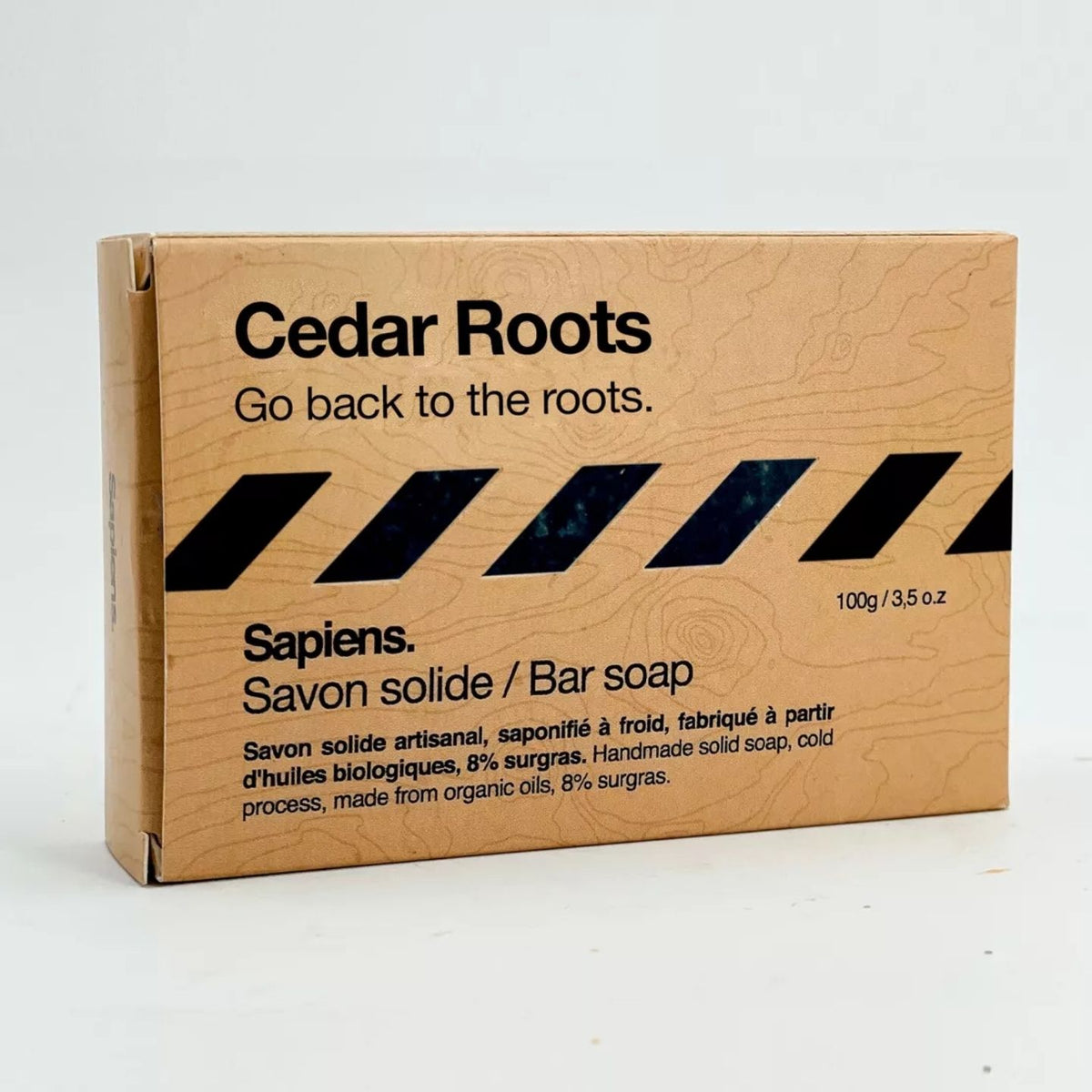 Savon au Cèdre Bio avec texture marbrée et aspect artisanal